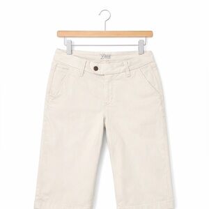 Y2K Old Navy White Denim Bermuda Shorts Double Button Mid Rise